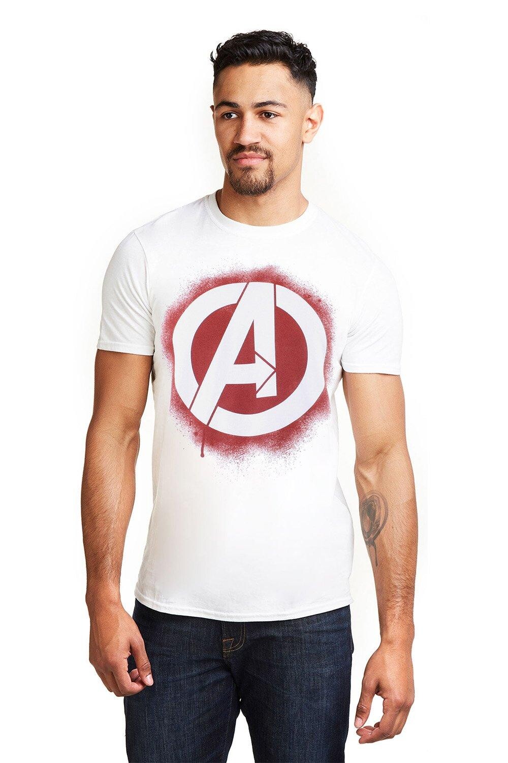 

Хлопковая футболка с трафаретным логотипом Marvel, белый