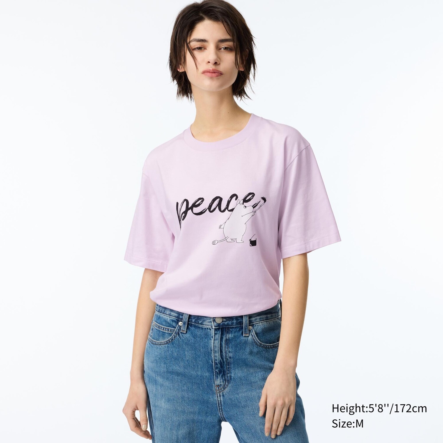 Футболка с принтом PEACE FOR ALL (Муми-тролли) UNIQLO, розовый — фото 2