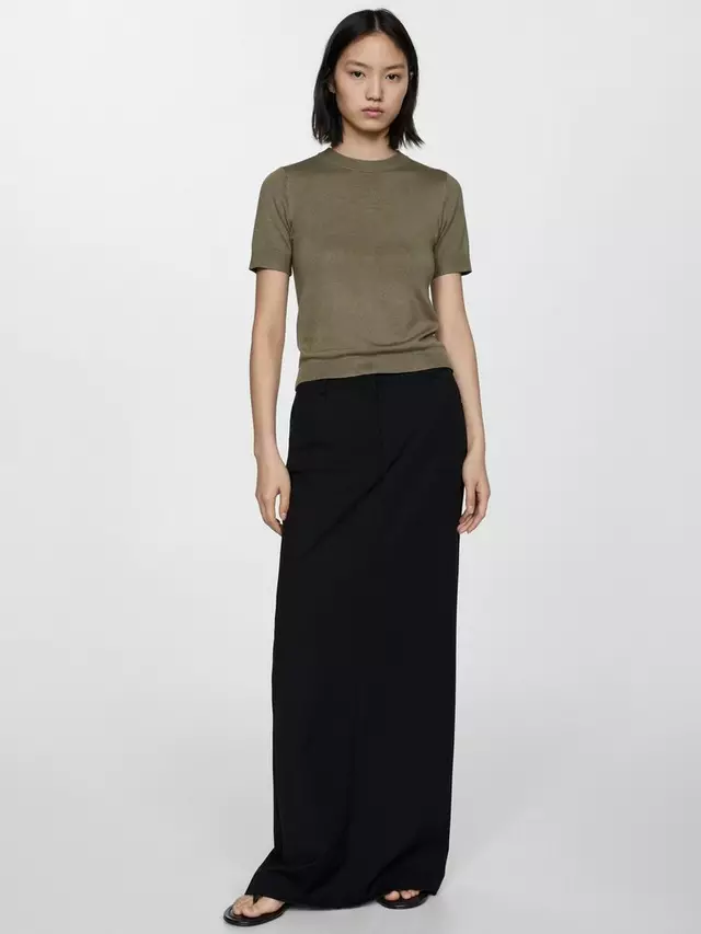 

Топ Mango Basic Knit, хаки