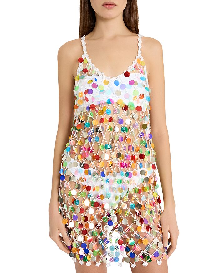 

Вышитое кружевное платье-парео Swim Cover-Up MILLY, мультиколор