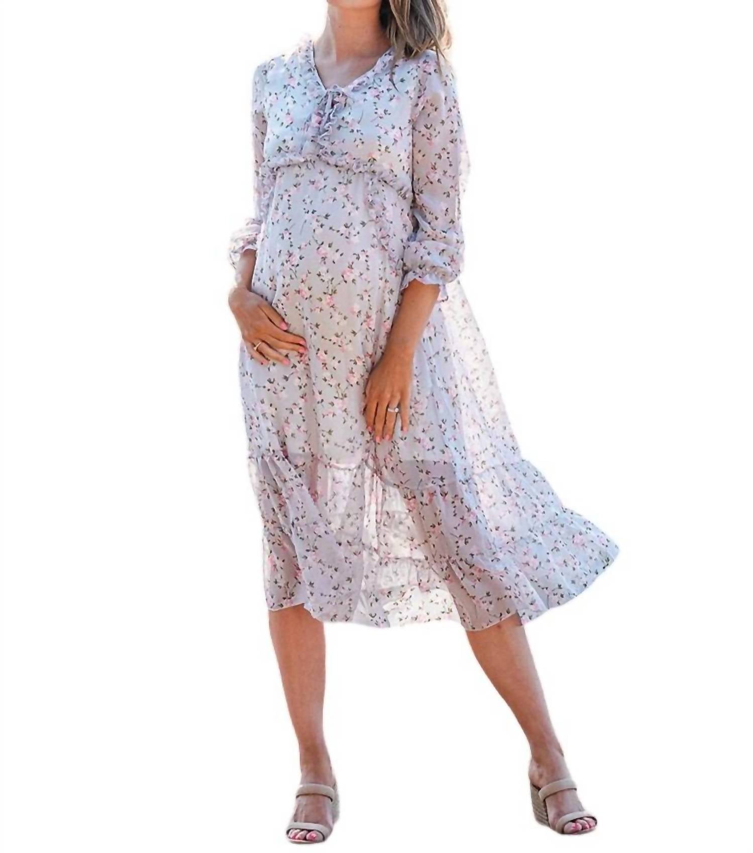 

Платье из шифона с цветочным принтом в лавандовом цвете Liv Maternity