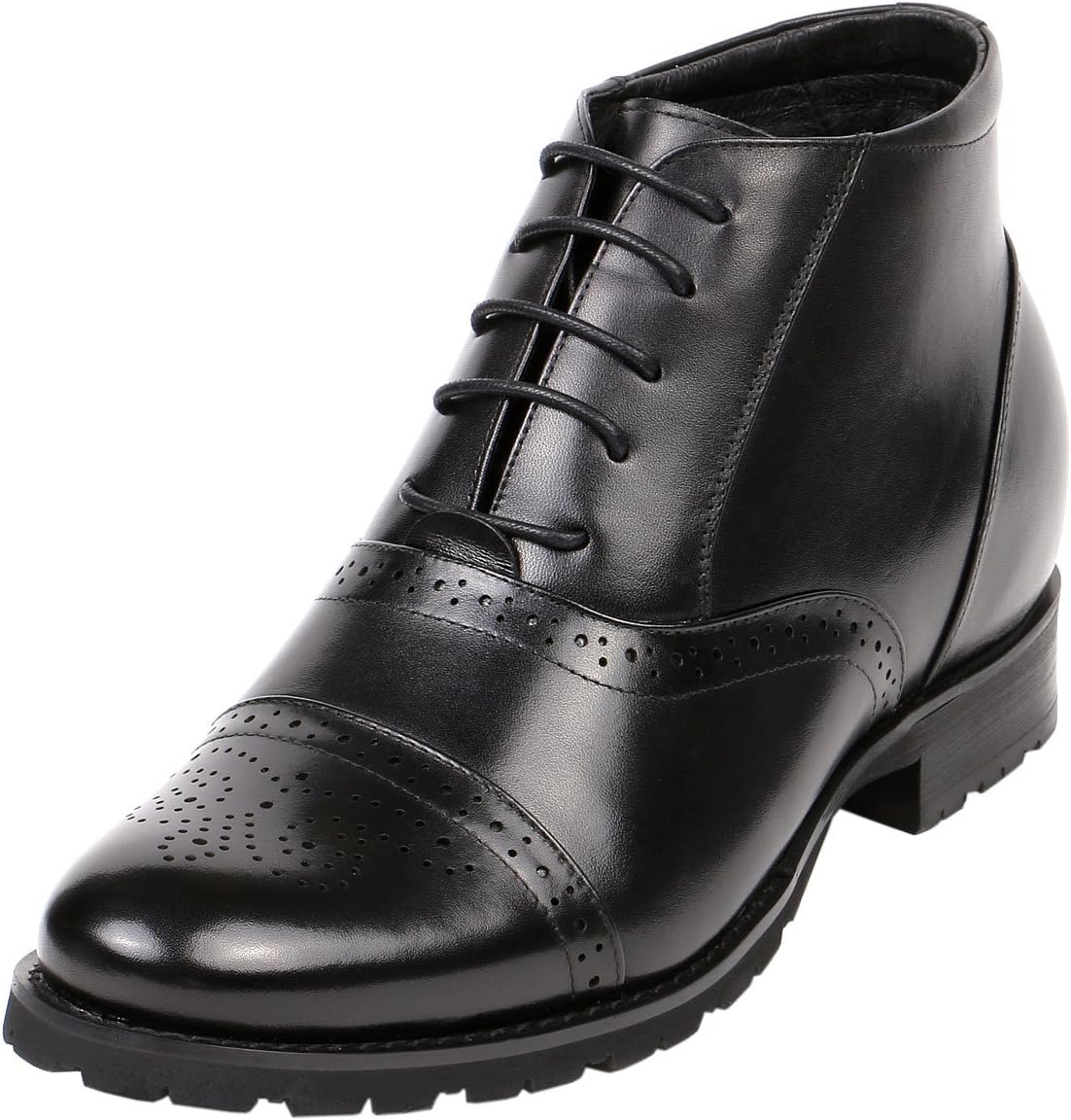 

Зимние мужские ботинки на увеличение роста, высокий голеностоп, кожаные, с меховой подкладкой, делают на 2,8 см выше, GKB03 Jota Shoes, черный