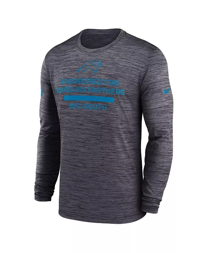 Мужская черная футболка с длинным рукавом Carolina Panthers Sideline Velocity Performance Nike — фото 2