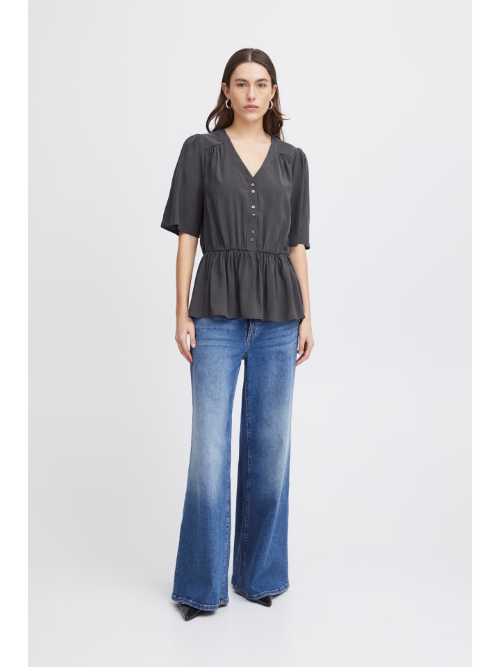 

Блузка с короткими рукавами IHCINOMA, стандартный крой, цвет асфальт ICHI