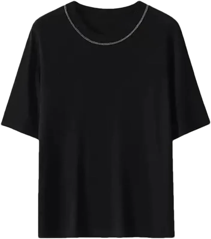 

Женская футболка из шелка Mulberry, короткий рукав, круглый вырез Vsadsau