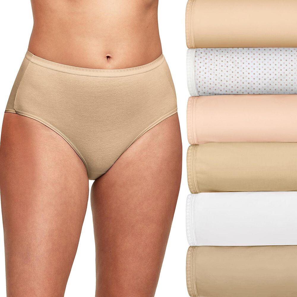 

Женские трусы Hanes Ultimate из 6 комплектов дышащего хлопкового нижнего белья, разные принты 40H6CC, цвет Nude Asst