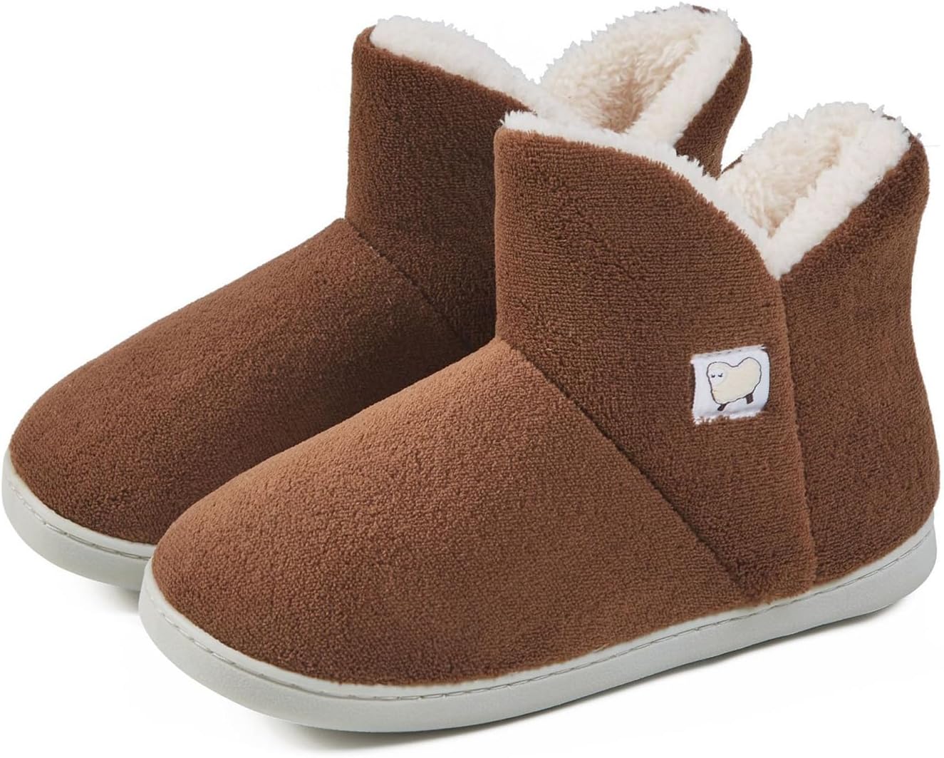 

Женские тапочки с пушистой плюшевой подкладкой, стелькой из пены с эффектом памяти, зимние мягкие теплые тапочки на молнии, удобные нескользящие ботиночки для дома и улицы Canbebig, Coffee