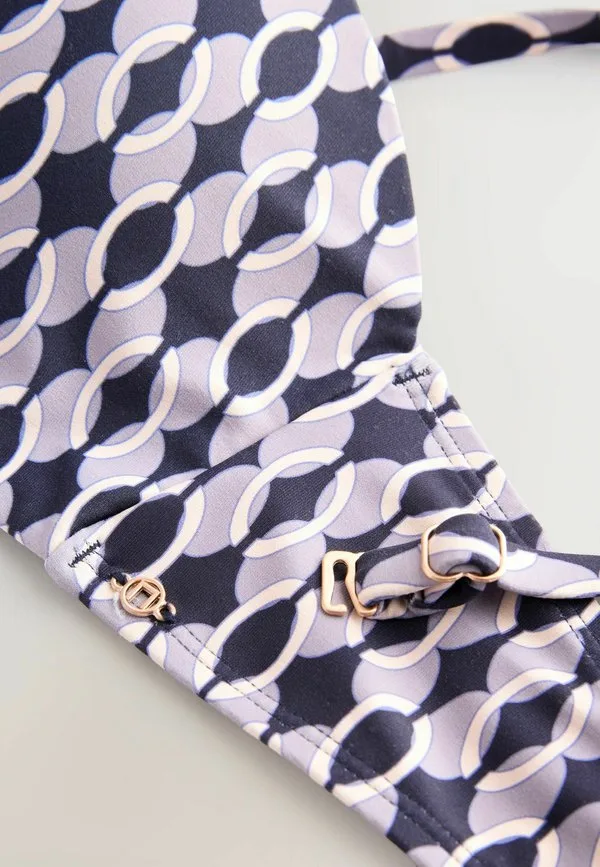 Бикини-Топ стандартного кроя на косточках Next, Navy Blue Geometric — фото 4