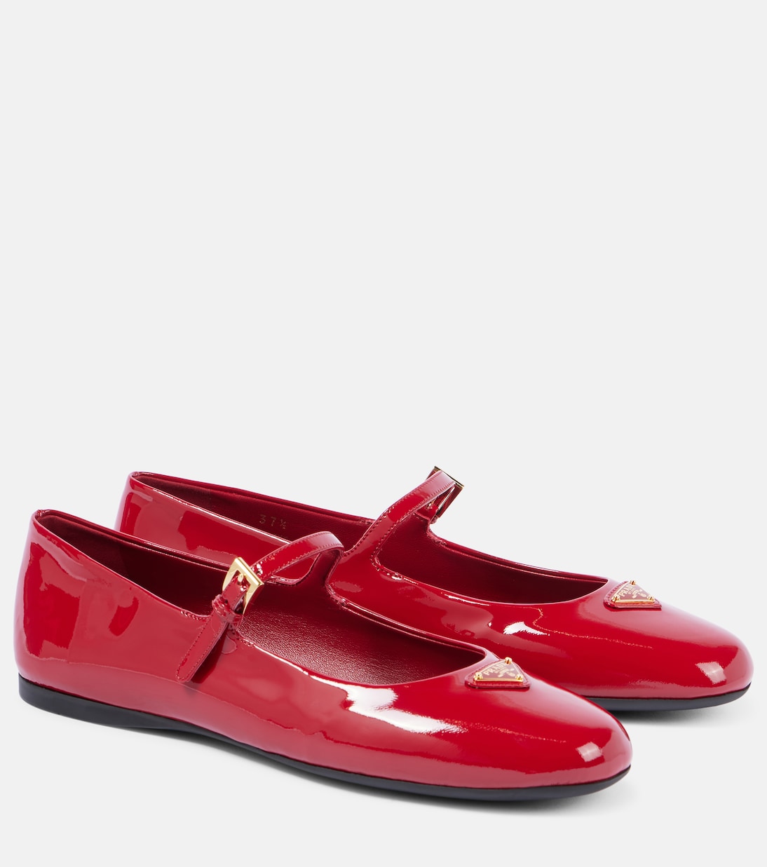 Лакированные балетки Mary Jane с логотипом Prada, Cherry