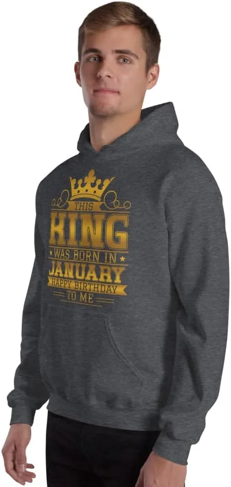 Толстовка January King Birthday - Этот король родился в январе, с днем рождения мне, отпразднуй свой день рождения, смешная футболка Generic, Dark Heather — фото 4