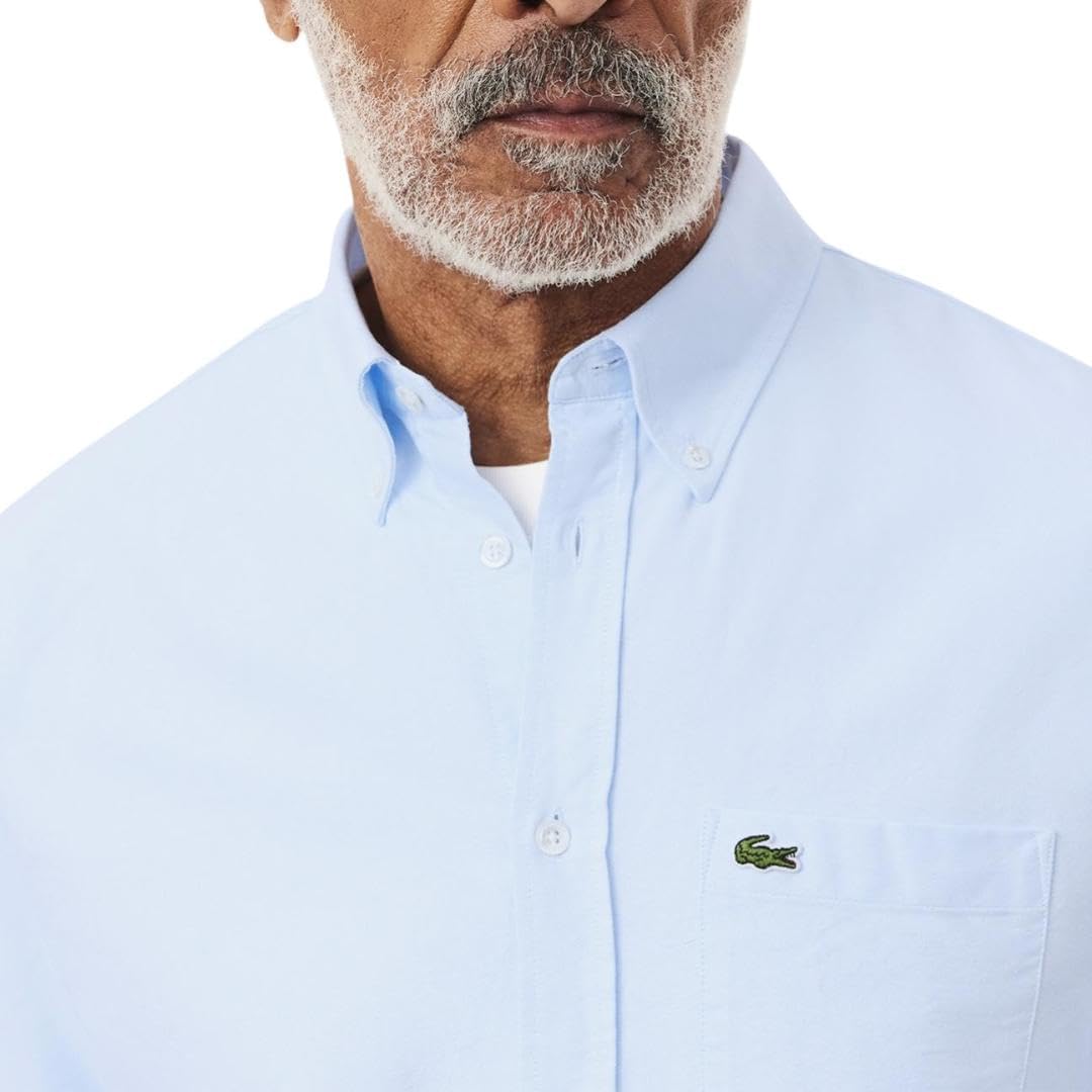 Lacoste мужская классическая оксфордская рубашка из хлопка, White/Overview — фото 2