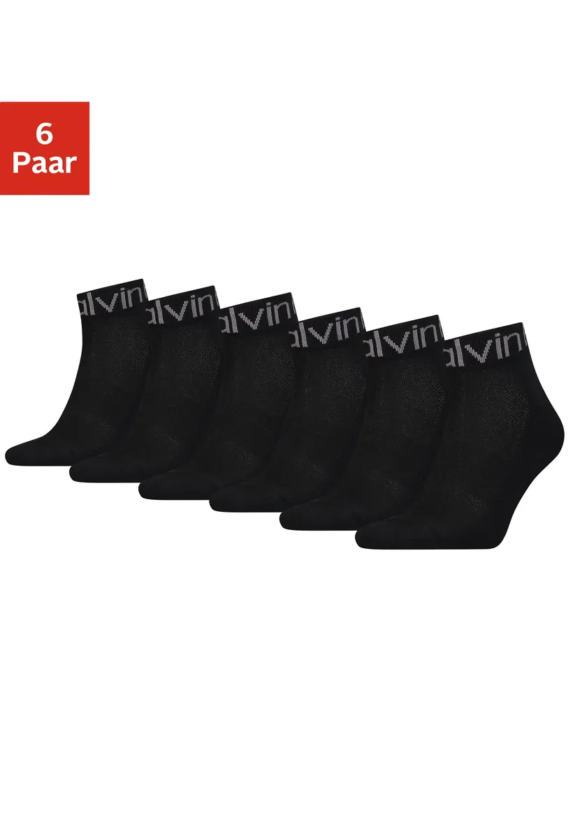 

Короткие носки Calvin Klein (6 шт.) с вязаной надписью на поясе, черный