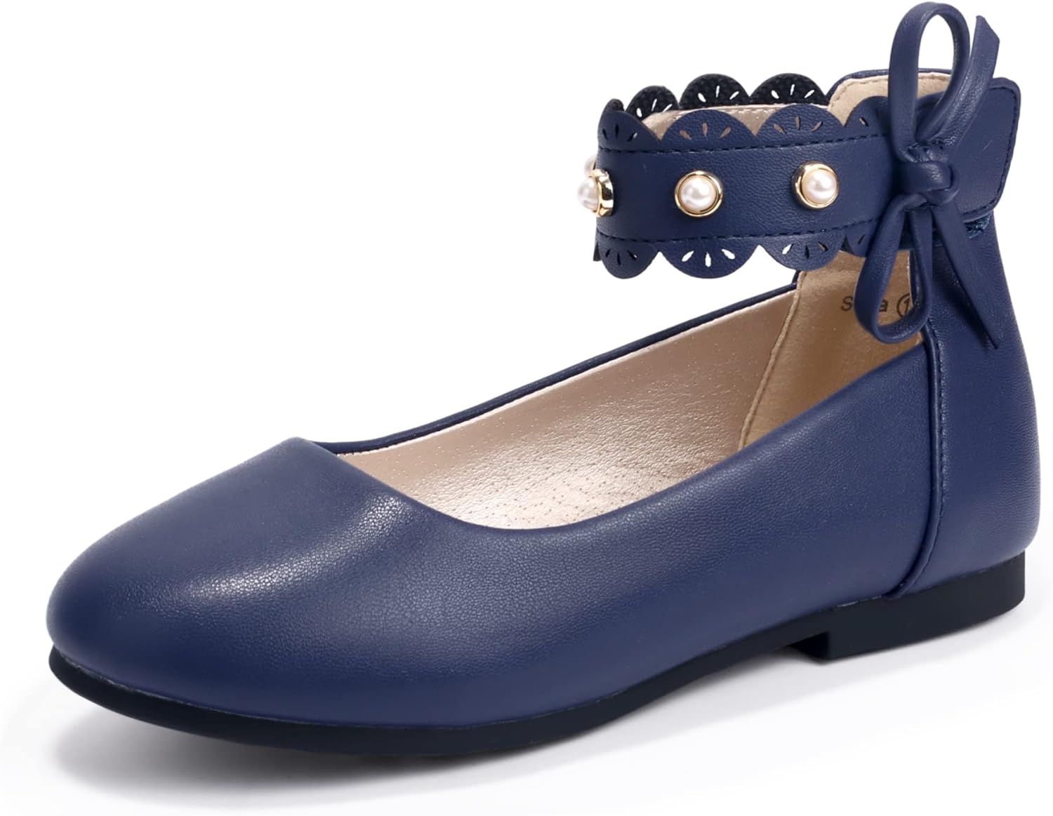 

Детские туфли PANDANINJIA для девочек, балетки Mary Jane с жемчугом, свадебные и праздничные туфли с цветами, на вечеринку, причастие, с ремешком на щиколотке для малышей, детей и подростков, Navy Pu