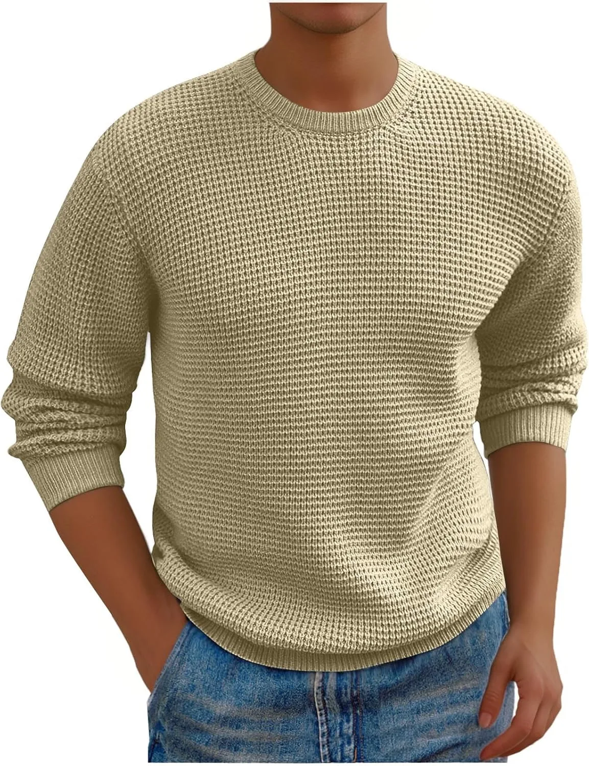 

Мужской свитер с длинными рукавами и круглым вырезом