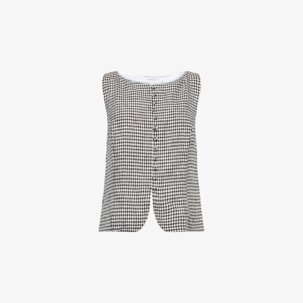 

Топ из льна в клетку Addison Reformation, цвет remy check