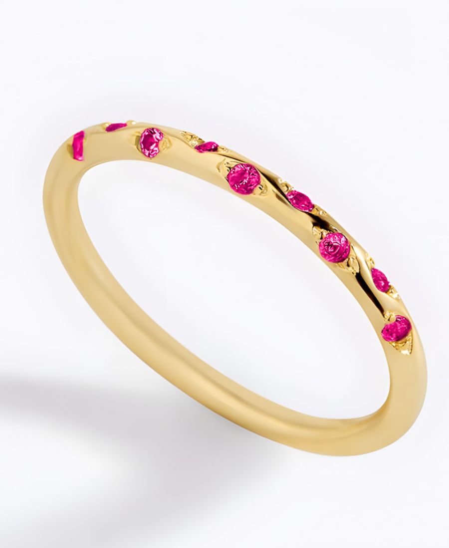 

Изящное кольцо с камнем-символом созвездия из позолоченного серебра 925 пробы Mint & Lily, July ruby