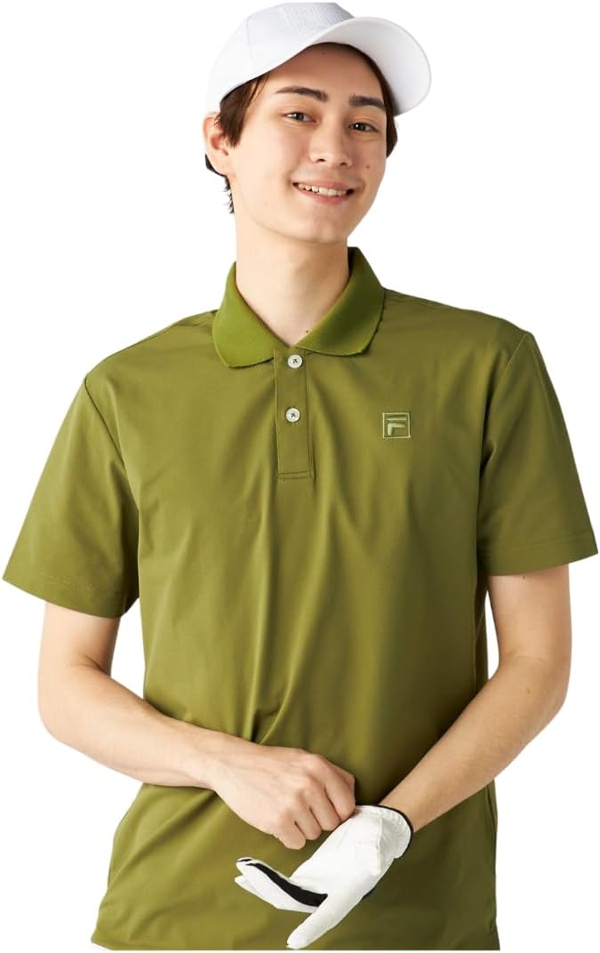 

Мужская поло-рубашка Fila Golf с коротким рукавом, впитывающая пот, быстросохнущая, с защитой от УФ-излучения, на молнии до середины груди, хаки