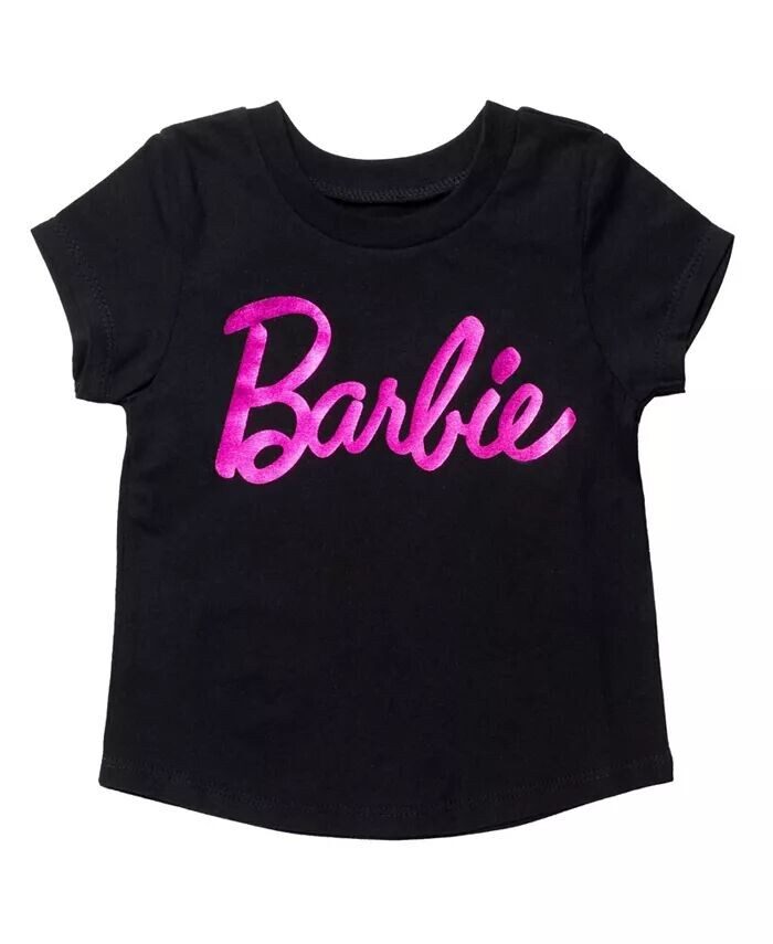 

Футболка с логотипом и рисунком для маленьких девочек Barbie, черный
