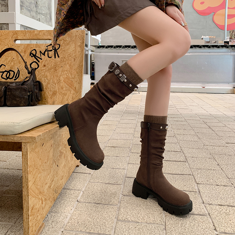 Yeezyy Reezy Женские коричневые полусапожки на каблуке 5,5 см, цвет Brown — фото 2
