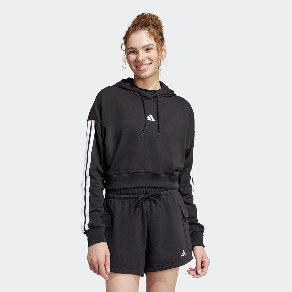 Женское укороченное худи Essential 3S French Terry чёрного цвета от Adidas