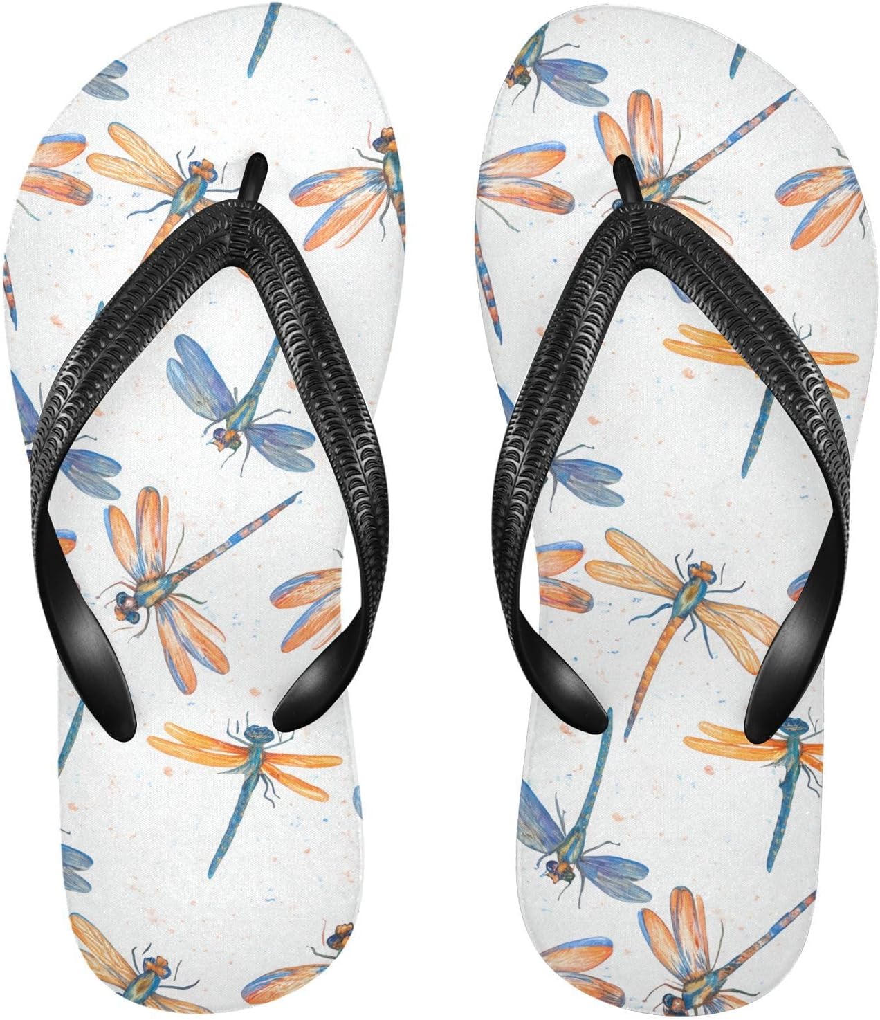

Вьетнамки с акварельным рисунком стрекозы, белые пляжные шлепанцы для душа, резиновые нескользящие летние тапочки для женщин и мужчин Sinestour