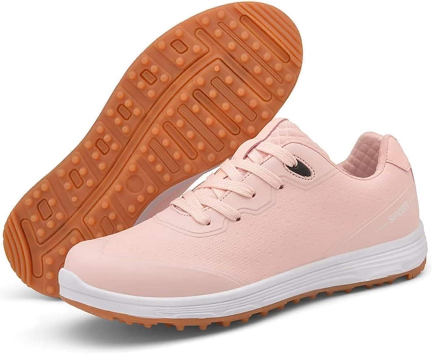 

Мужские гольф-кроссовки на шнуровке, водонепроницаемые, дышащие, без шипов, легкие спортивные кроссовки для гольфа, обувь для активного отдыха и прогулок Generic, розовый