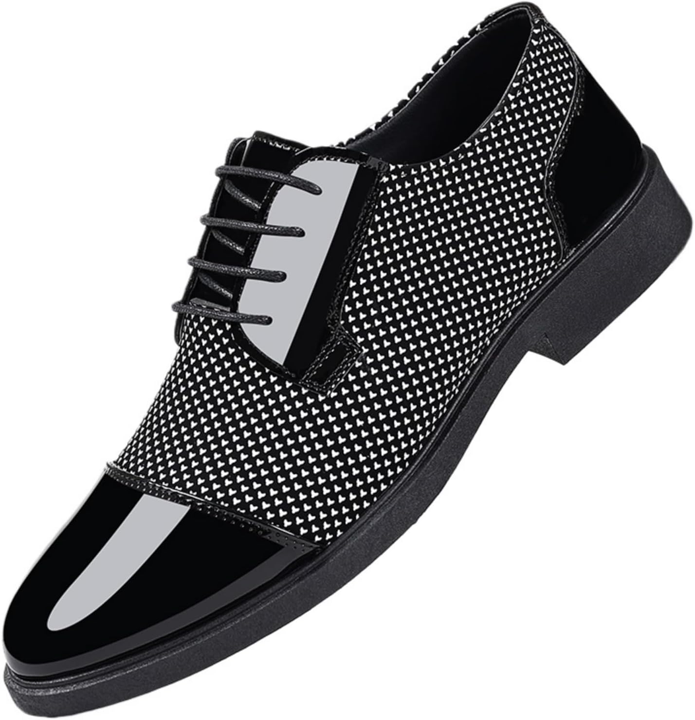 

Мужские туфли-дерби из лакированной кожи с перфорированным носком, текстурированным геометрическим узором и шнуровкой, для деловых встреч, свадеб и торжественных мероприятий Kelibasi, белый/черный