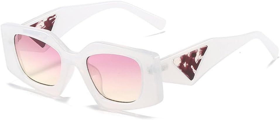 

Уникальные многоугольные солнцезащитные очки для женщин, винтажные солнцезащитные очки для мужчин, модные панк-очки, широкие дужки, защита от УФ-излучения UV400, модные солнцезащитные очки TKKTLLT, C7white-pinkyellow