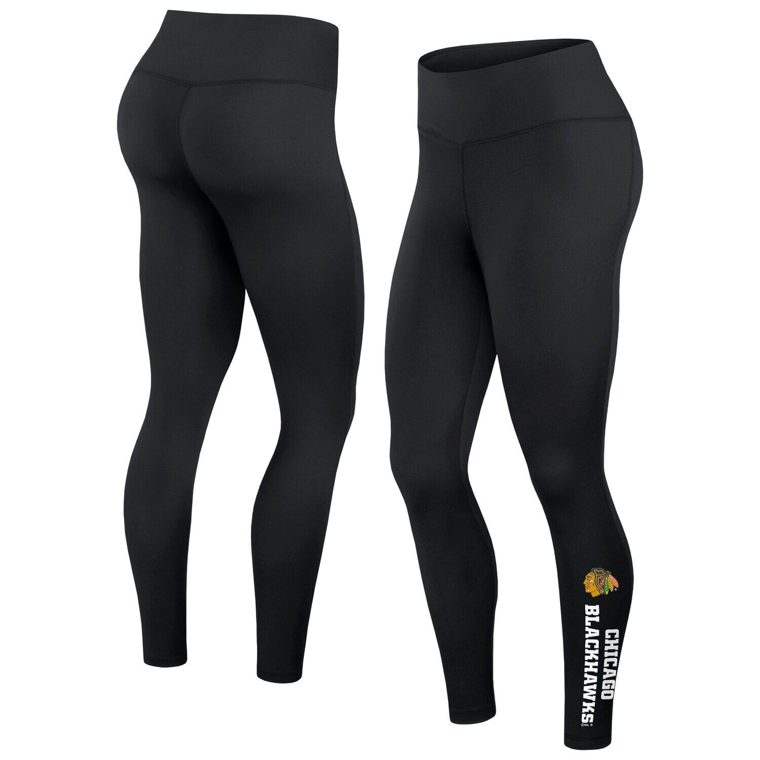 

Черные женские многослойные леггинсы с надписью Fanatics Chicago Blackhawks Fanatics