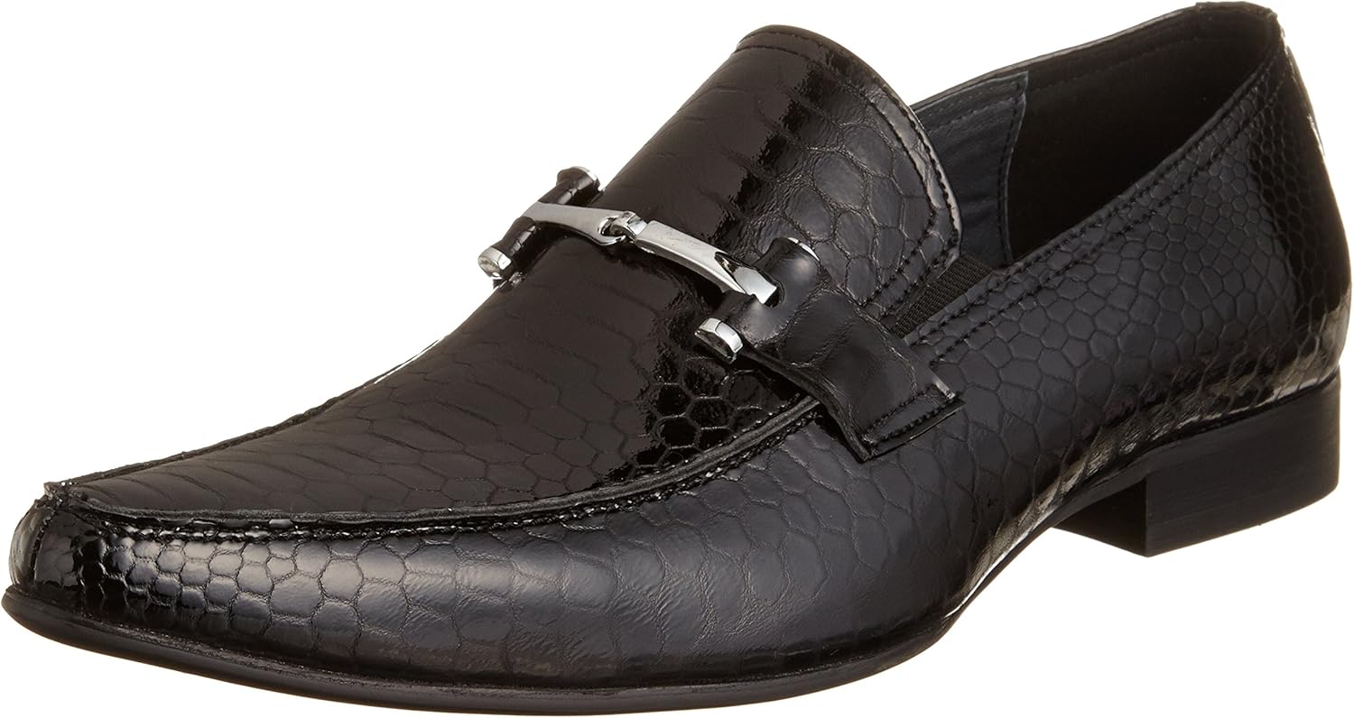 

Мужские слипоны с тиснением под крокодила и декором в виде пряжки из кожи Lucius, черный