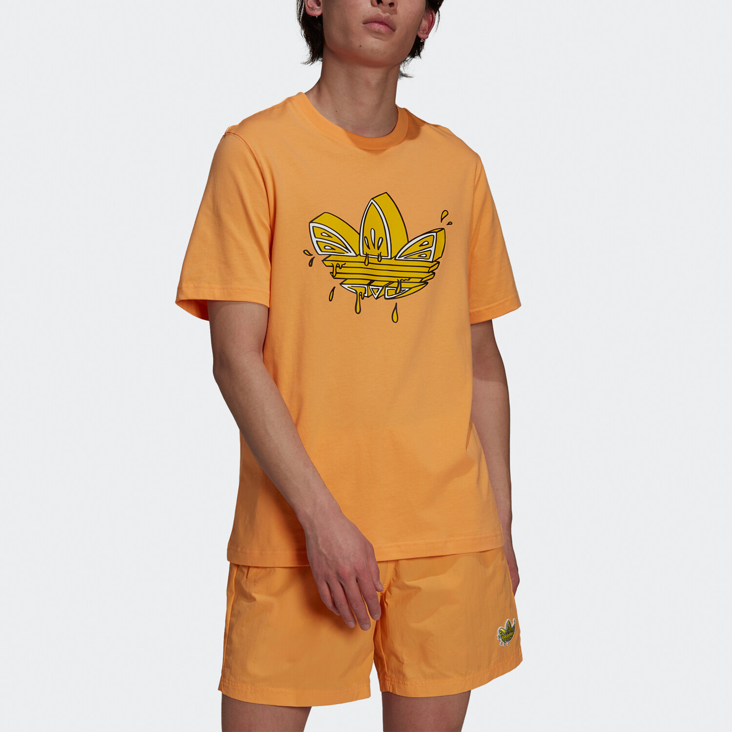 Футболка с изображением лимонного трилистника, мужская, оранжевая Adidas Originals, оранжевый — фото 2