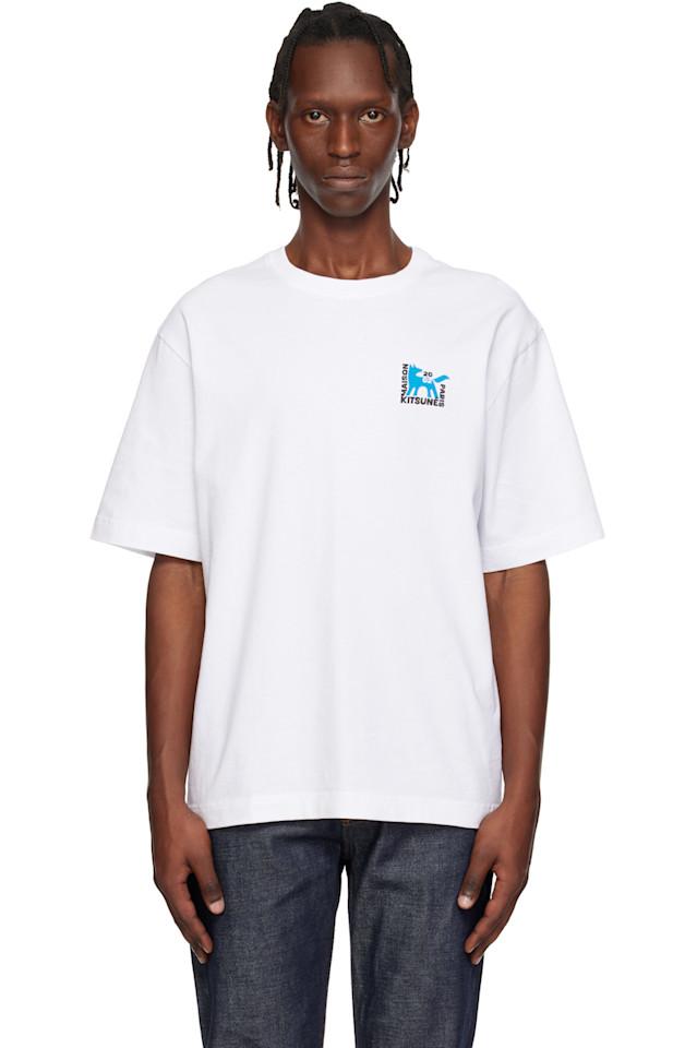 

Футболка оверсайз с изображением лисы из галереи Maison Kitsuné, белый