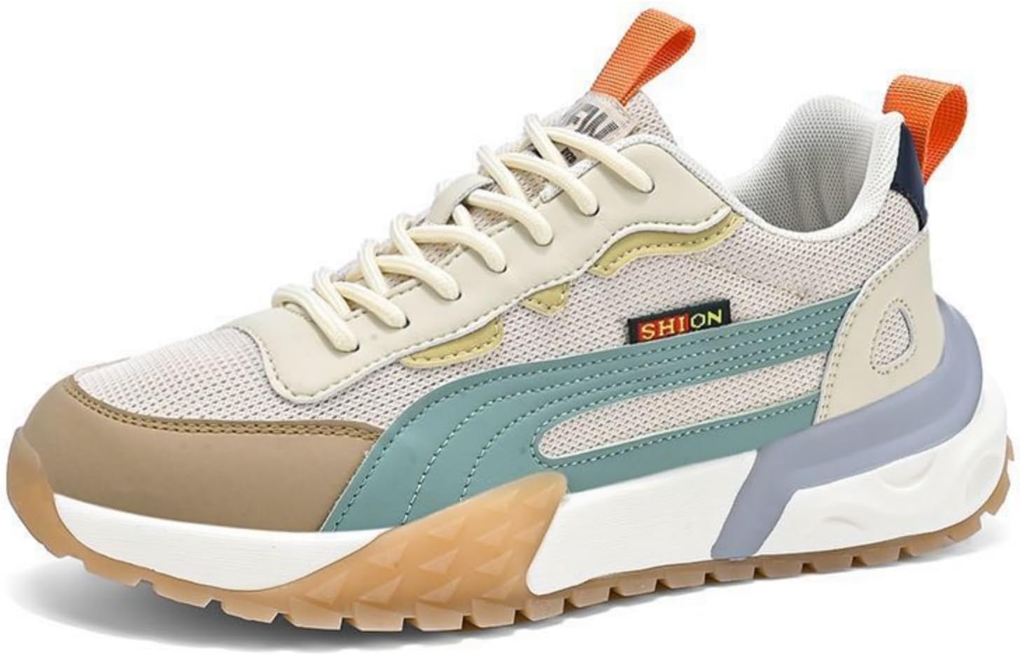 

Мужские модные кроссовки с дышащей сеткой, шнуровкой, на платформе, повседневные, с круглым носком, против скольжения, для бега, ходьбы и ежедневного ношения Netehadi, бежевый