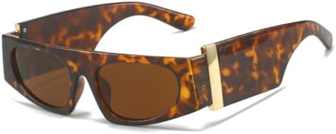 

2027 Маленькие солнцезащитные очки с плоской верхней частью для женщин, модные солнцезащитные очки с широкими дужками, черные очки, солнцезащитные очки UV400 MTZJH, Leopard Brown