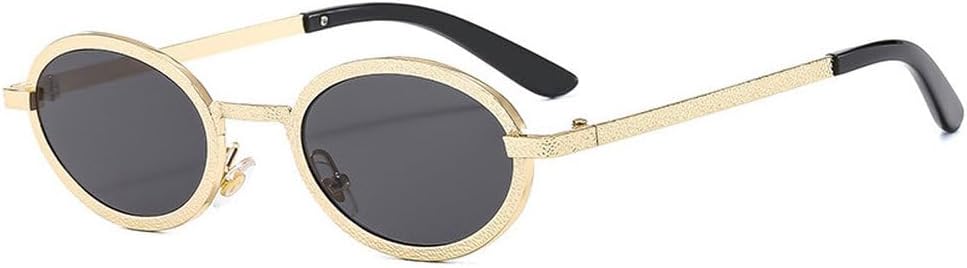 

Винтажные круглые мужские солнцезащитные очки, модные маленькие овальные металлические солнцезащитные очки для женщин, роскошные очки для женщин с защитой от УФ-излучения UV400 TKKTLLT, Gold-black