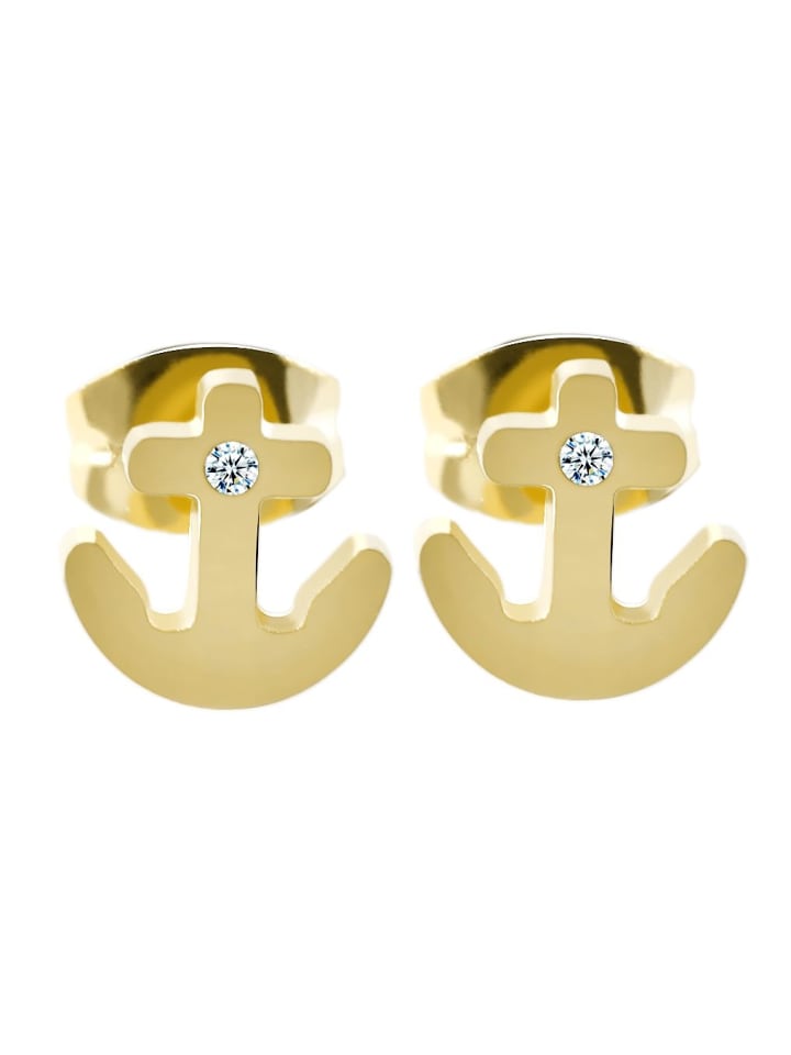 

Adeliás Женские серьги - серьги-гвоздики из нержавеющей стали с золотыми стразами