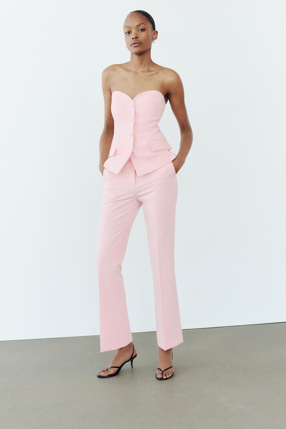 

Брюки полной длины ZARA, розовый