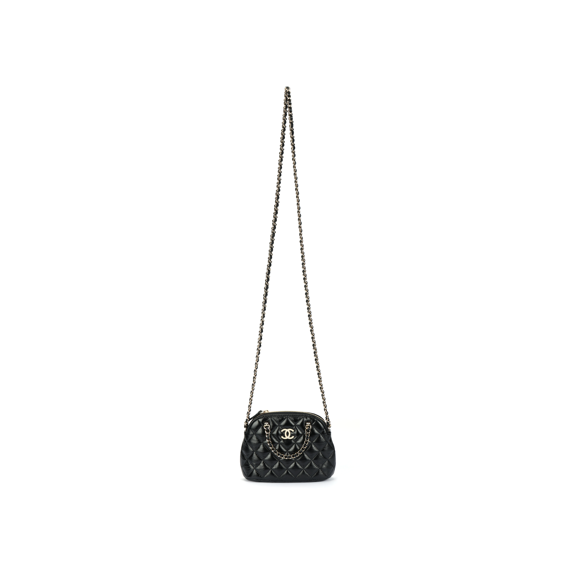 

CHANEL Сумка-купол из яркой овчины, женская, черная, через плечо, с ручкой