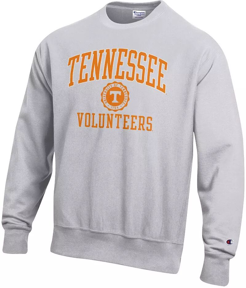 

Мужской пуловер с круглым вырезом Champion Tennessee Volunteers серебристо-серого цвета с обратным плетением, толстовка