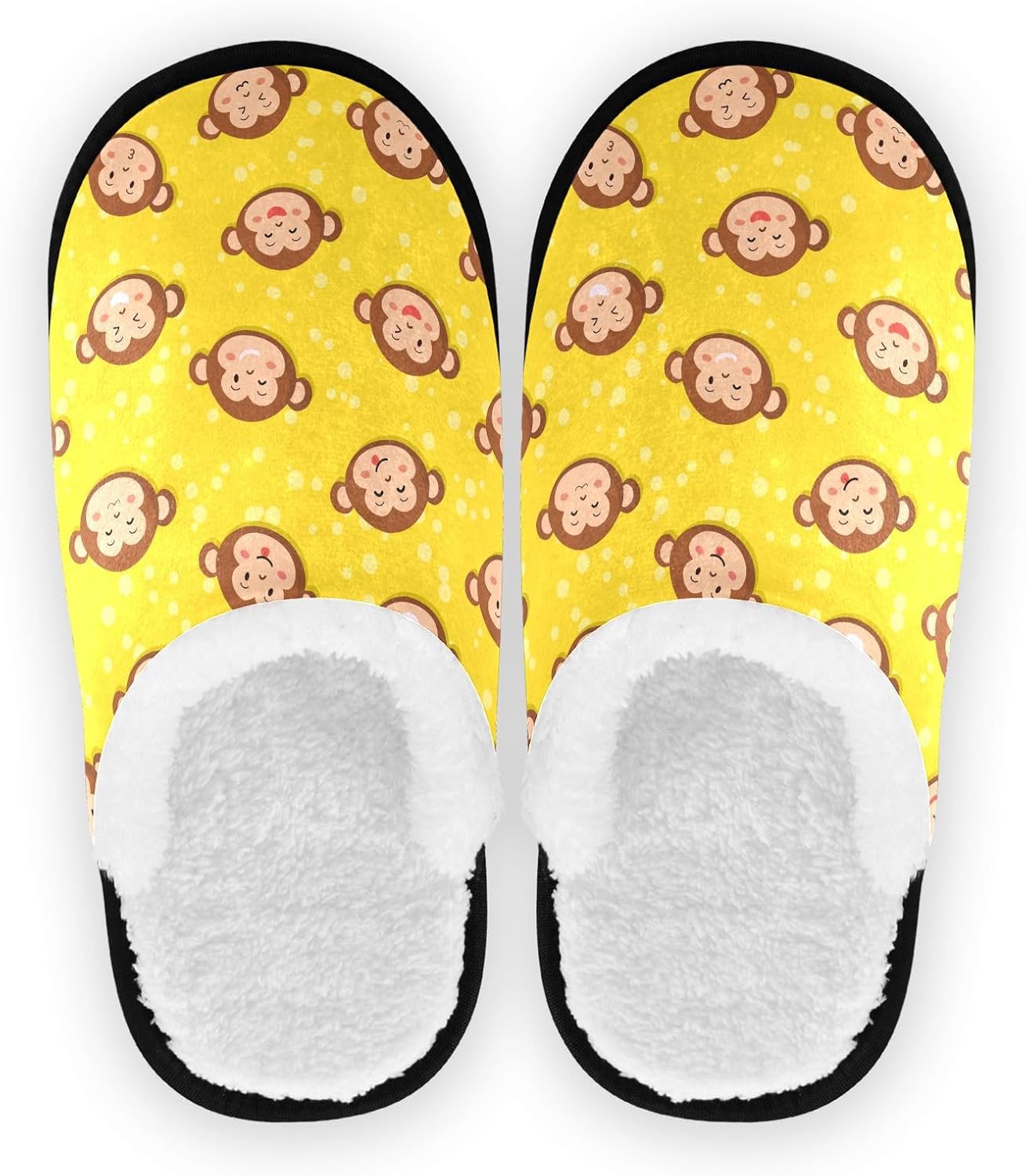 

Тапочки JHKKU для женщин и мужчин, пушистые домашние тапочки, теплые, с противоскользящей подошвой, уютные для дома и путешествий, Cute Monkey