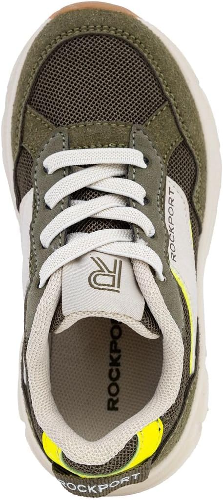 Детские кроссовки Rockport Kids для мальчиков - эластичные кроссовки без шнурков с амортизирующей подошвой, дышащей сеткой и прочным сцеплением (размеры для малышей/маленьких детей), слоновая кость/оливковый — фото 3
