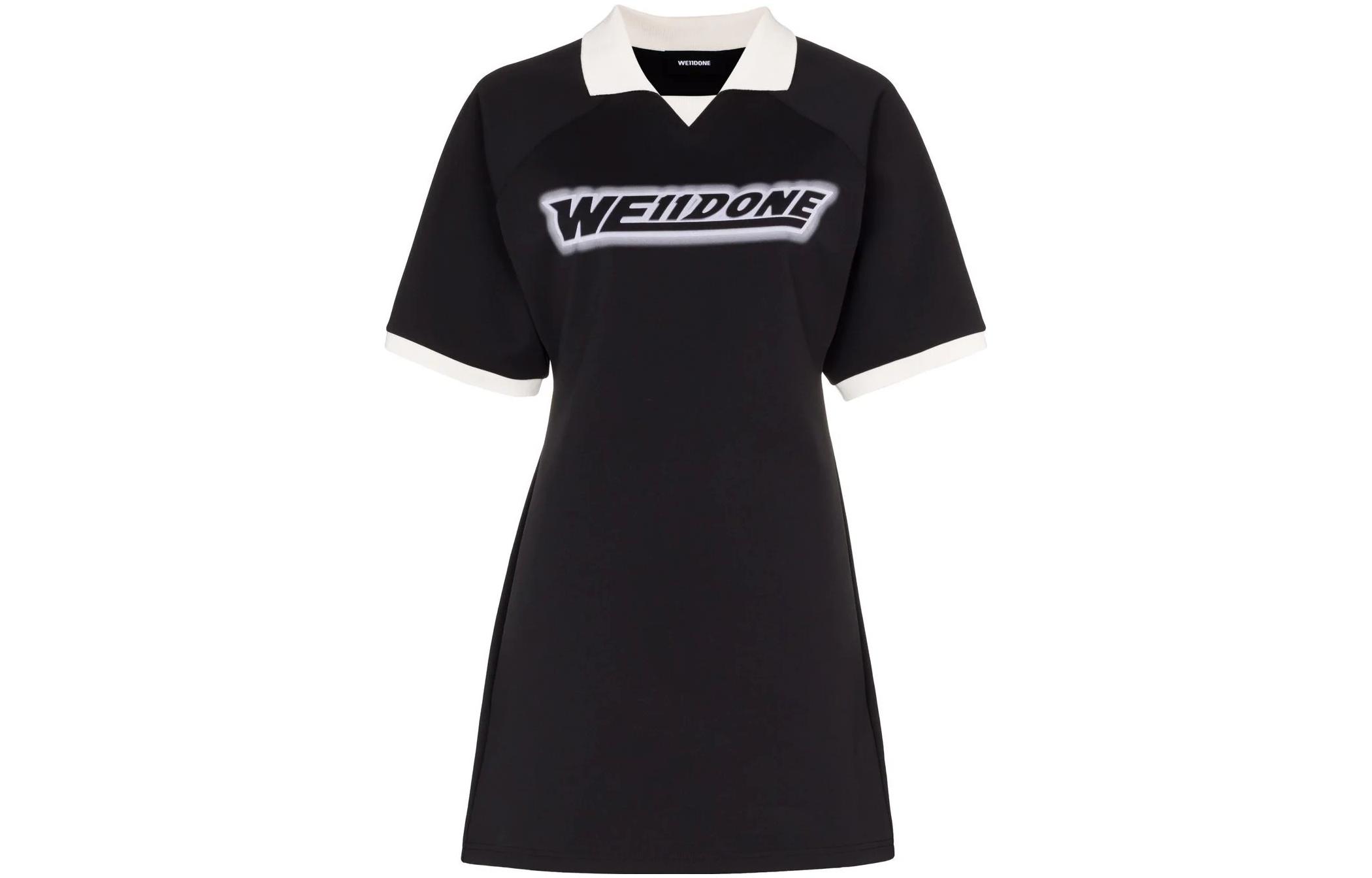 

WE11DONE Женское черное платье с короткими рукавами