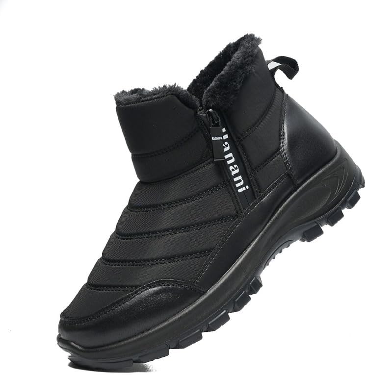 

Мужские зимние ботинки Hanani Mens с меховой подкладкой, утепленные, на щиколотку, застежка-молния, водонепроницаемые, для улицы, легкие и удобные, черный