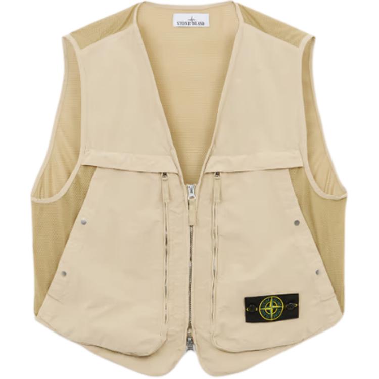 

STONE ISLAND Жилет с нашивкой компас, Ecru