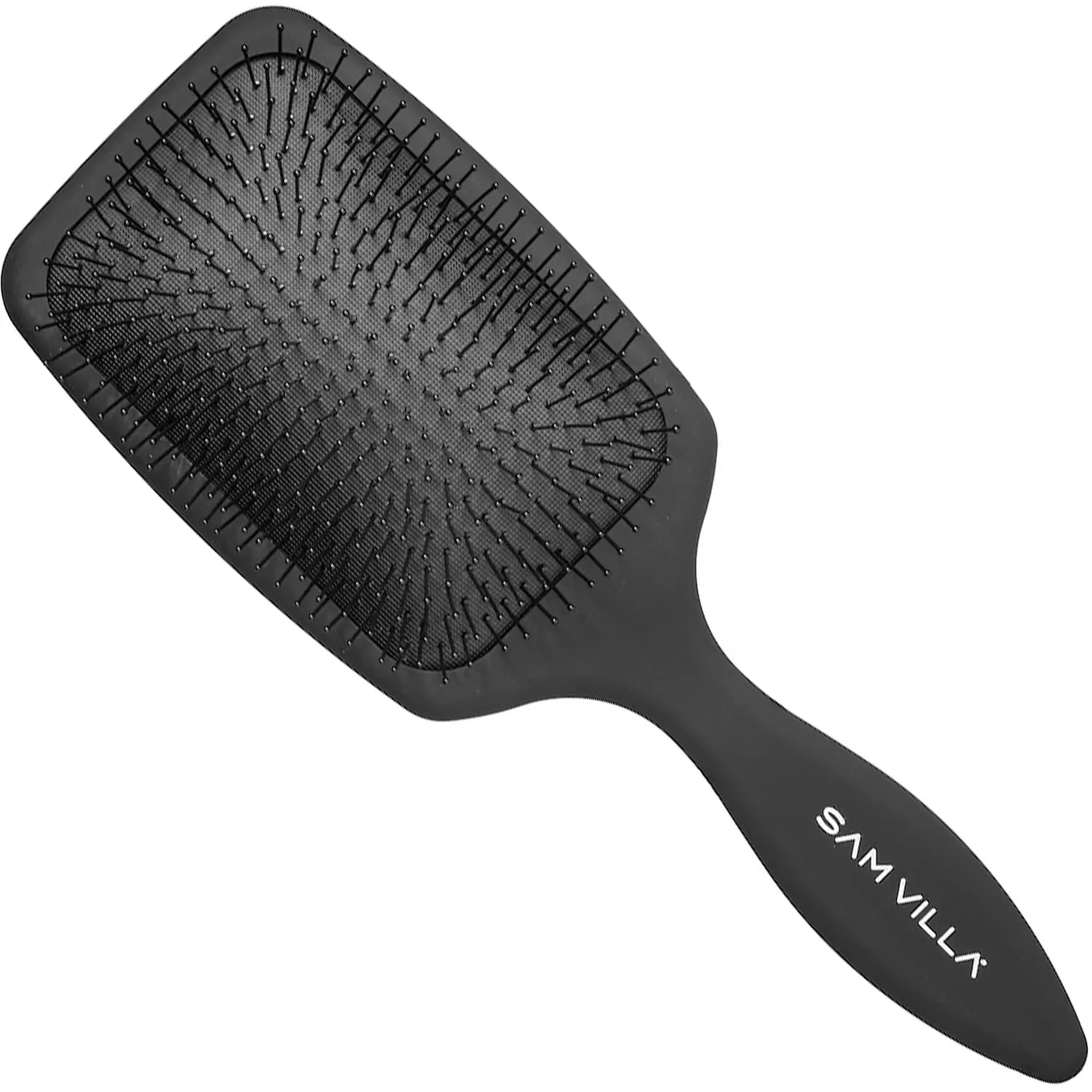 Sam Villa Damp Brush с прочной подушкой, ионизированными термостойкими нейлоновыми щетинками, антистатической технологией и нескользящей ручкой для гладкой укладки без спутывания, Black