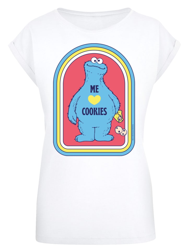 

Футболка F4NT4STIC Extended Shoulder T-Shirt Sesamstraße Cookie Monster Me, белый