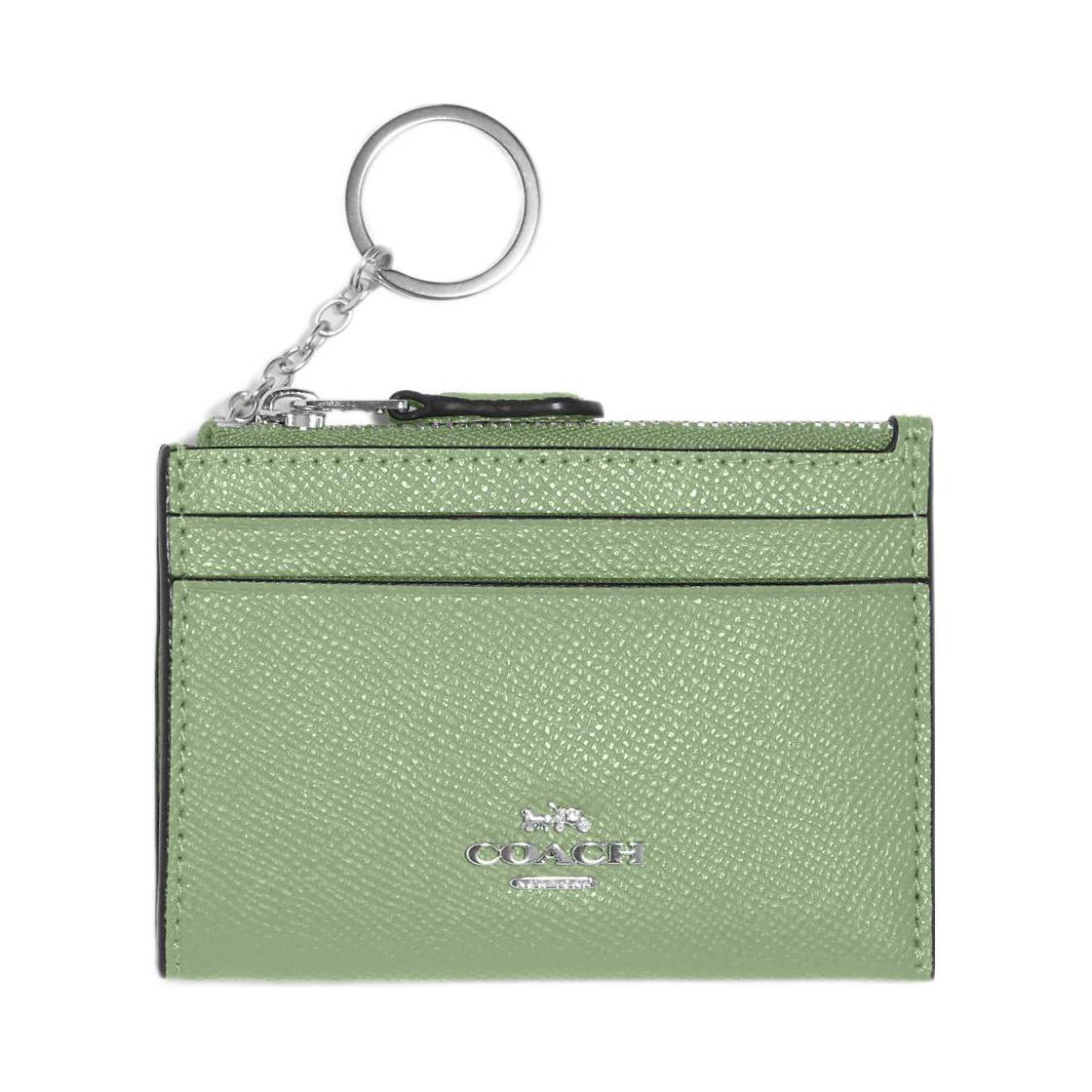 

COACH Скинни Id Case чехол для карт в технике вышивки крестиком из кожи держатель для карт картхолдер мини женский травяной зеленый