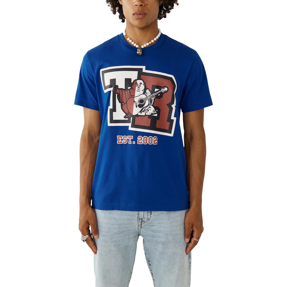 

Мужская футболка с коротким рукавом и круглым вырезом с графическим принтом True Religion, цвет electric blue