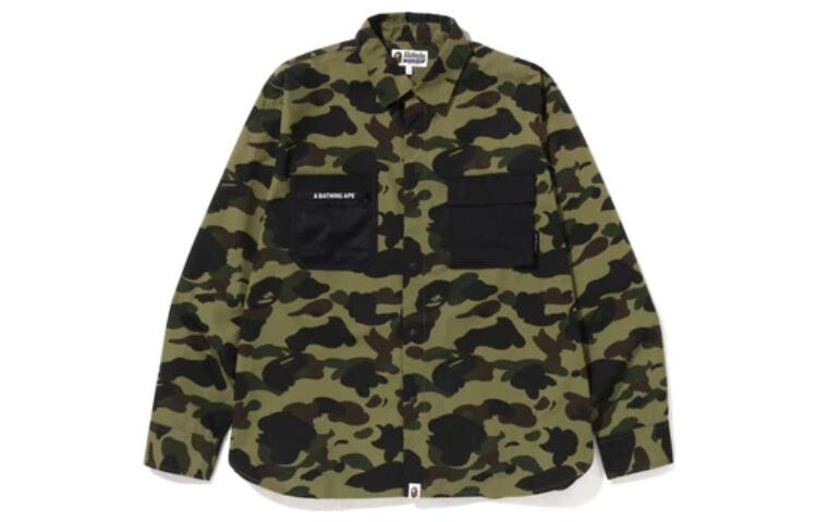 

BAPE 1St Camo Outdoor Detail Pocket Свободная рубашка A Bathing Ape, зеленый