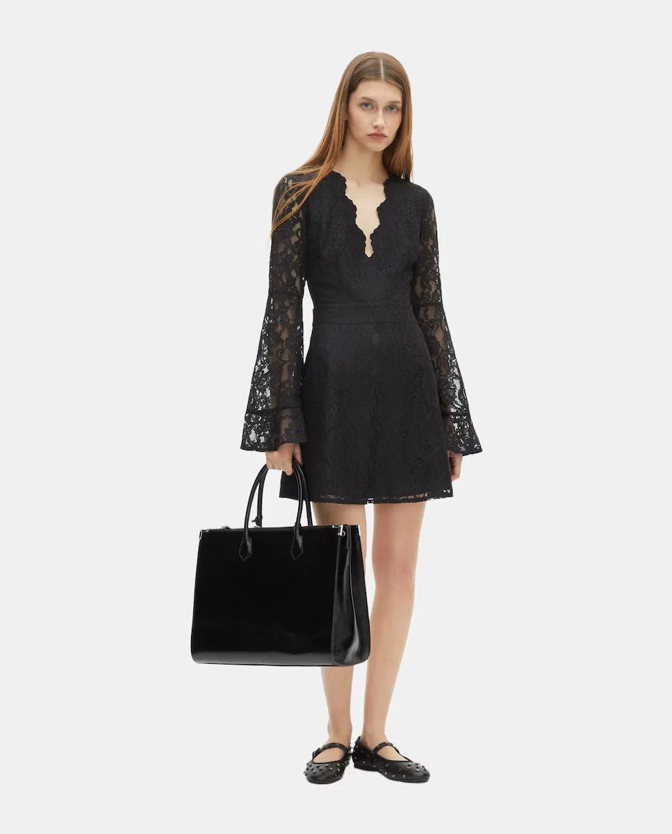 

Короткое кружевное платье The Kooples, черный